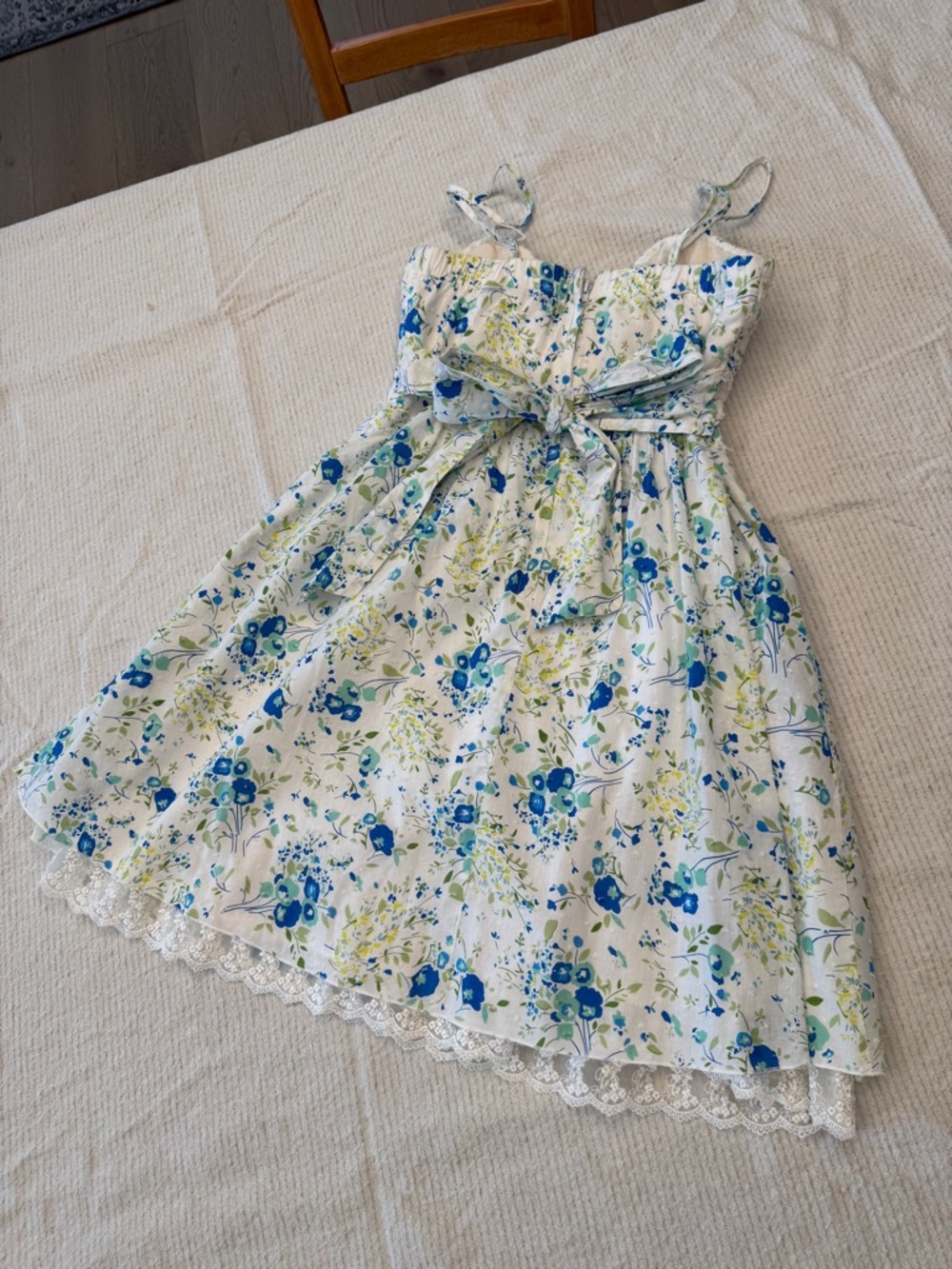 Vintage Cotton Floral Sundress with Blue & Green Print xs - Picture 14 of 14